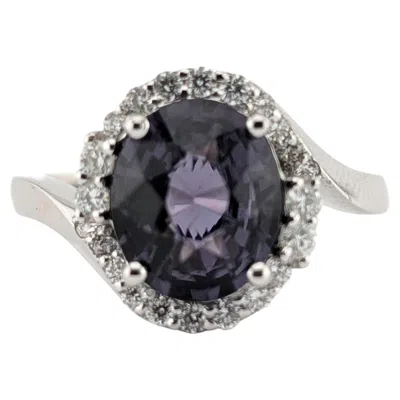 Pre-owned Oscar Heyman Violet Spinel And Diamond Halo Ring In 900 Platinum- Gia 6233861429 In Purple
