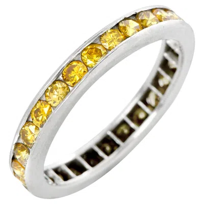 Pre-owned Oscar Heyman Vivid Yellow Diamond Platinum Band Ring