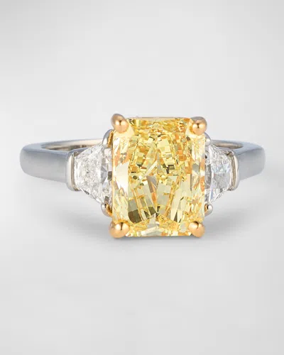 Oscar Heyman White And Fancy Yellow Diamond Ring