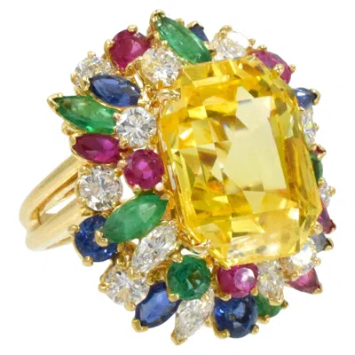 Pre-owned Oscar Heyman Yellow Sapphire And Diamond Ring