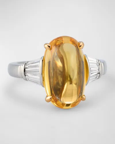Oscar Heyman Yellow Sapphire And Diamond Ring In Orange