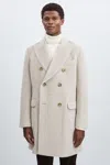 Oscar Jacobson Alpaca-wool Double-breasted Coat In Beige Melange