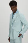 Oscar Jacobson Blue Wool Double Breasted Blazer In Blue