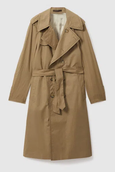 Oscar Jacobson Cotton Trench Coat In Beige
