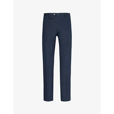 Oscar Jacobson Mens Navy Denz Side-panel Regular-fit Tapered-leg Mid-rise Wool Trousers In Navy