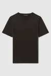 Oscar Jacobson Knitted Cotton Crew Neck T-shirt In Brown