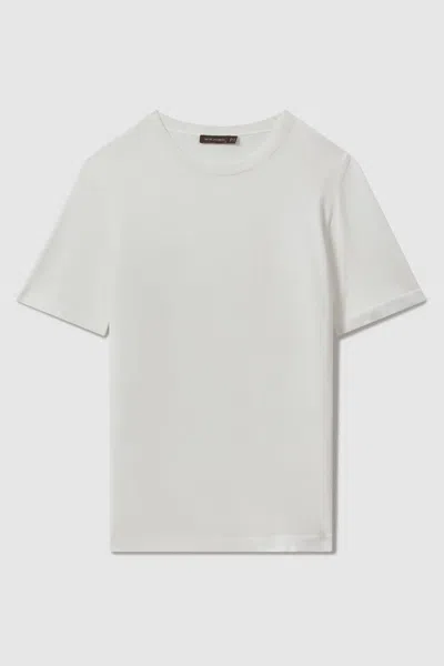 Oscar Jacobson Knitted Cotton Crew Neck T-shirt In Snow White