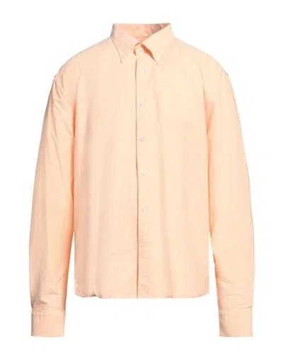 Oscar Jacobson Man Shirt Apricot Size Xxl Cotton In Orange