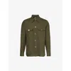 Oscar Jacobson Mens Green Leaf Maverick Spread-collar Regular-fit Linen Overshirt