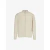 Oscar Jacobson Mens Almond Beige Signature Button-down Collar Linen Shirt