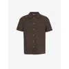 Oscar Jacobson Mens Brown Elk Albin Marled-pattern Linen-blend Polo Shirt