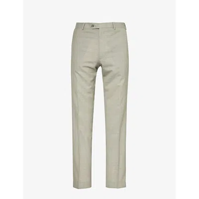 Oscar Jacobson Mens Nubuck Beige Denz Side-panel Regular-fit Tapered-leg Mid-rise Wool Trousers