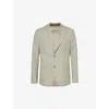 Oscar Jacobson Mens Nubuck Beige Ego Regular-fit Single-breasted Wool Blazer