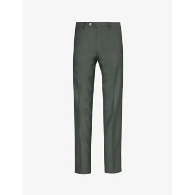 Oscar Jacobson Mens Verino Green Denz Side-panel Regular-fit Tapered-leg Mid-rise Wool Trousers In Verino Green