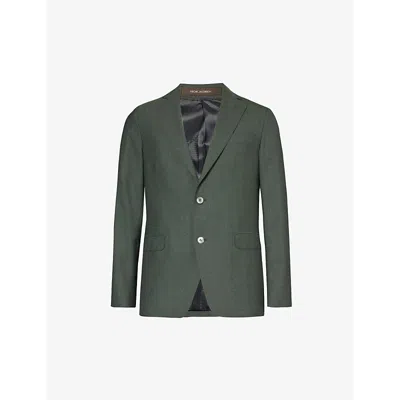 Oscar Jacobson Mens Verino Green Ego Regular-fit Single-breasted Wool Blazer