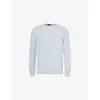 Oscar Jacobson Mens Mirco Crewneck Cotton-blend Knit Jumper Bleached Blue