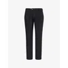Oscar Jacobson Mens Deyton Tapered Linen Trousers Black
