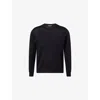 Oscar Jacobson Mens Night Blue Miguel Round-neck Wool Jumper