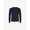 Oscar Jacobson Mens Night Blue Valter Crewneck Cotton-and-cashmere Knit Jumper