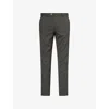 Oscar Jacobson Mens Battle Green Denz Tapered Wool Trousers
