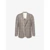 Oscar Jacobson Mens  Ferry Patch Checked Wool Blazer In Brown