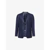 Oscar Jacobson Mens  Fogerty Checked Silk, Wool And Cashmere Blend Blazer In Blue