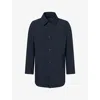 Oscar Jacobson Mens  Pointed-collar Long-sleeve Stretch-nylon Car Coat In Blue