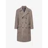 Oscar Jacobson Mens  Piero Patterned Wool Blend Coat In Brown