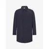 Oscar Jacobson Mens  Pointed-collar Long-sleeve Stretch-nylon Car Coat In Blue