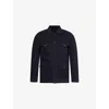 Oscar Jacobson Mens Safari Pointed-collar Cotton Shirt Jacket Navy Xl