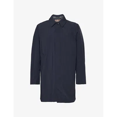 Oscar Jacobson Mens Spread-collar Slip-pocket Regular-fit Shell Coat Navy