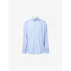 Oscar Jacobson Mens Oxford Blue Slim-fit Striped Cotton Shirt In Blue