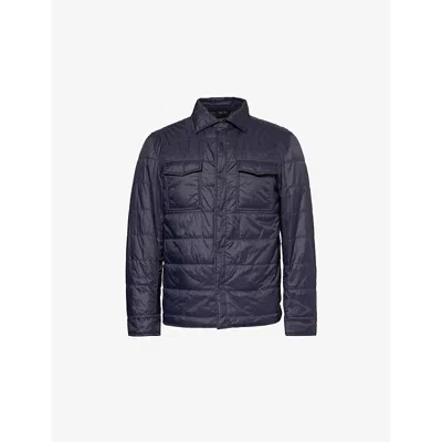 Oscar Jacobson Mens  Patch-pocket Collared Shell-down Padded Jacket In Navy