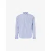 Oscar Jacobson Mens Regular-fit Striped Cotton-poplin Shirt Optical White Xl