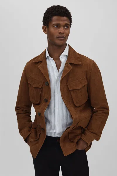 Oscar Jacobson Single Breasted Workwear Jacket In Brown