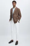Oscar Jacobson Slim Fit 100% Cotton Turn-up Trousers In Snow White