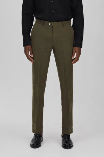 Oscar Jacobson Slim Fit Cotton Trousers In Green