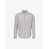 OSCAR JACOBSON OSCAR JACOBSON MEN'S NUBUCK BEIGE STRIPED REGULAR-FIT COTTON-BLEND SHIRT