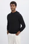 Oscar Jacobson Wool Blend Hoodie With Cashmere In Navy