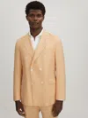 Oscar Jacobson Wool Double Breasted Blazer In Sand