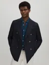 Oscar Jacobson Wool Double Breasted Blazer In Blue