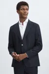 Oscar Jacobson Wool Single-breasted Pinstripe In Navy