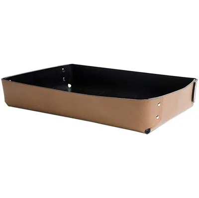 Pre-owned Oscar Maschera Attilio Riveted Leather Tray Designed By Claude Bouchard For  In Black