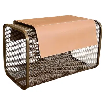 Pre-owned Oscar Maschera Caballito Piccolo Bronze Steel Mesh Bench In Sole Wool & Brown Fabric