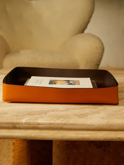 Oscar Maschera Dario Leather Tray With Handles  Abask Luxury Gift In Animal Print