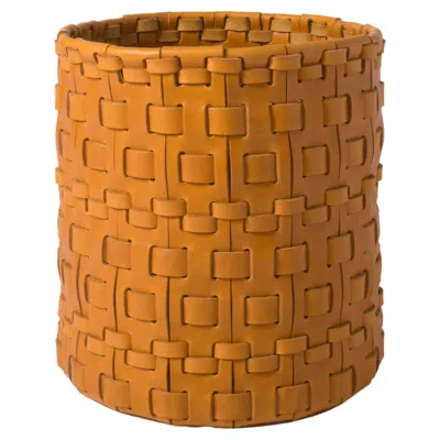 Pre-owned Oscar Maschera Intreccio Round Woven Basket Designed By  In Brown