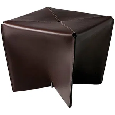 Pre-owned Oscar Maschera Jimmy Sue Leather & Steel Pouf Designed By Claude Bouchard For  In Black