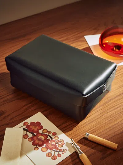 Oscar Maschera Leather Small Rectangular Box With Lid  Abask Luxury Gift In Black