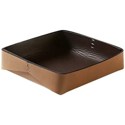 Pre-owned Oscar Maschera Quadro Square Leather Tray Designed By  In Black