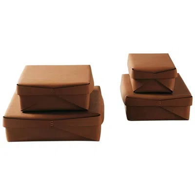 Pre-owned Oscar Maschera Rettangolare Leather Box Designed By  In Brown